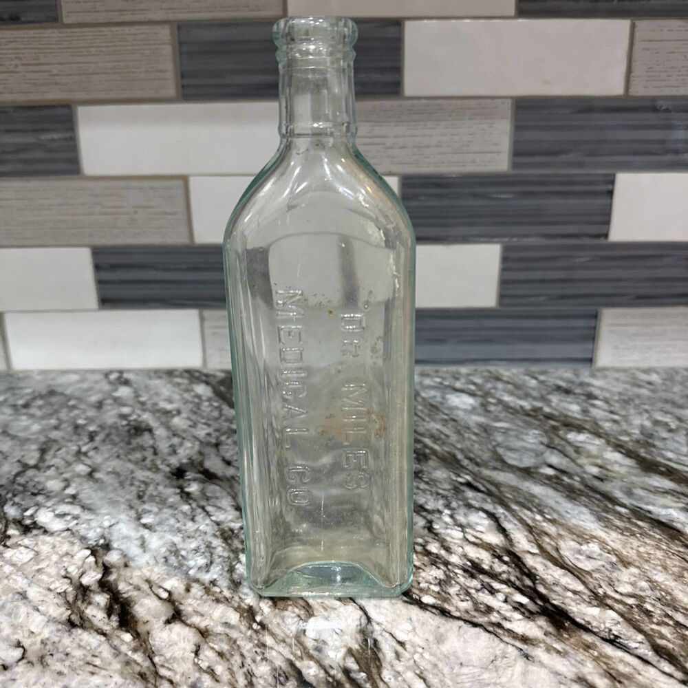 Antique Dr. Miles Medical Co. Medicine Bottle - Aqua Blue Green Tint